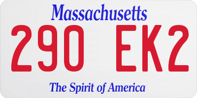 MA license plate 290EK2