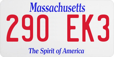 MA license plate 290EK3