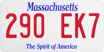 MA license plate 290EK7