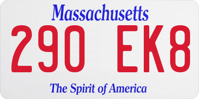 MA license plate 290EK8