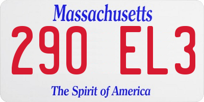 MA license plate 290EL3