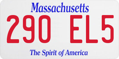 MA license plate 290EL5