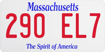 MA license plate 290EL7
