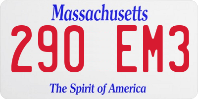MA license plate 290EM3