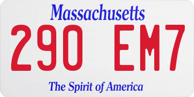 MA license plate 290EM7