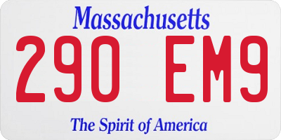 MA license plate 290EM9