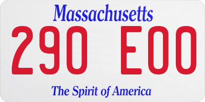 MA license plate 290EO0