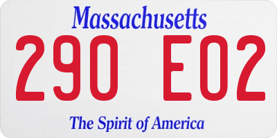 MA license plate 290EO2