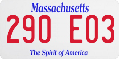MA license plate 290EO3