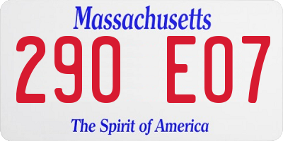 MA license plate 290EO7