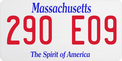 MA license plate 290EO9