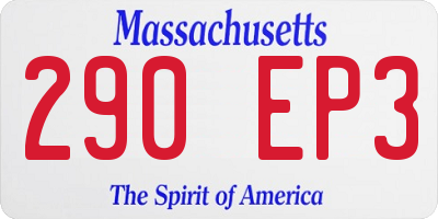 MA license plate 290EP3