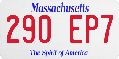 MA license plate 290EP7