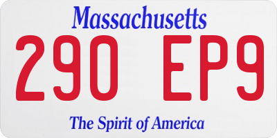 MA license plate 290EP9
