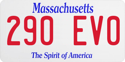 MA license plate 290EV0