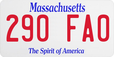 MA license plate 290FA0