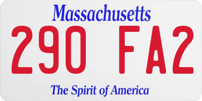 MA license plate 290FA2