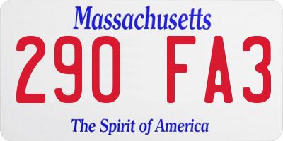MA license plate 290FA3