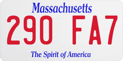 MA license plate 290FA7