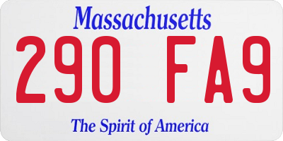 MA license plate 290FA9