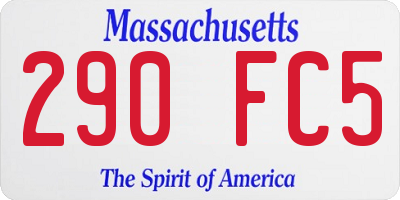MA license plate 290FC5