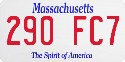 MA license plate 290FC7