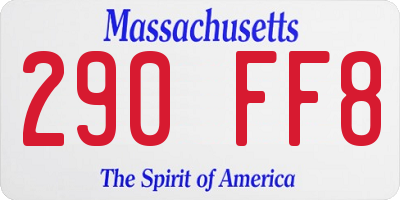 MA license plate 290FF8