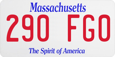 MA license plate 290FG0