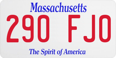 MA license plate 290FJ0