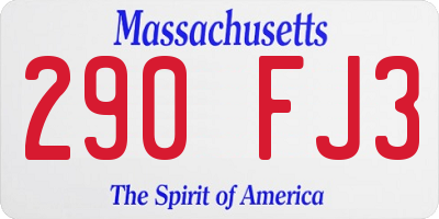 MA license plate 290FJ3