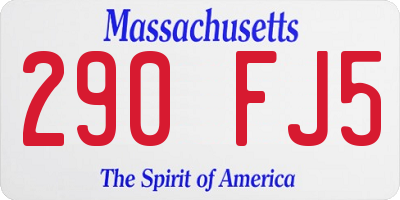 MA license plate 290FJ5