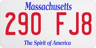 MA license plate 290FJ8