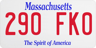 MA license plate 290FK0
