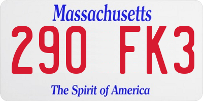 MA license plate 290FK3
