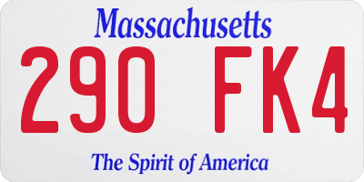 MA license plate 290FK4