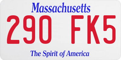 MA license plate 290FK5
