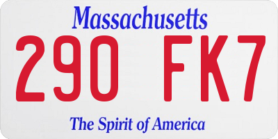 MA license plate 290FK7