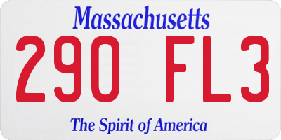 MA license plate 290FL3