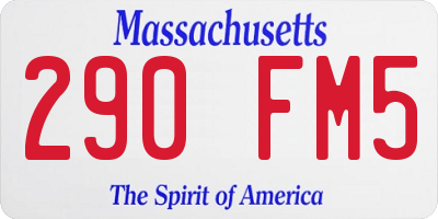 MA license plate 290FM5