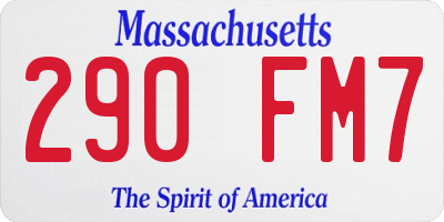 MA license plate 290FM7