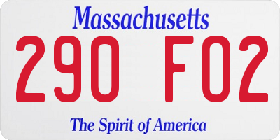 MA license plate 290FO2