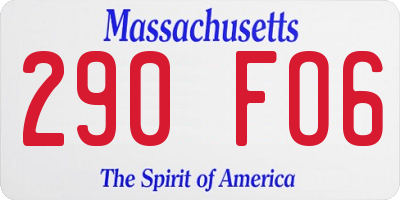 MA license plate 290FO6