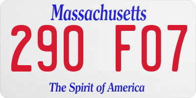 MA license plate 290FO7