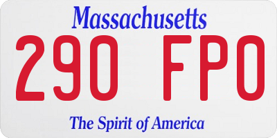 MA license plate 290FP0