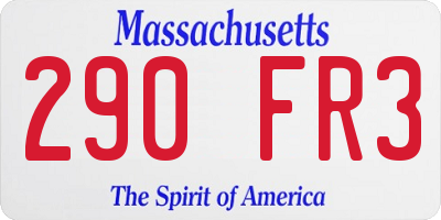 MA license plate 290FR3