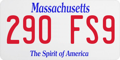 MA license plate 290FS9