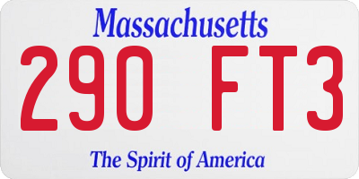 MA license plate 290FT3