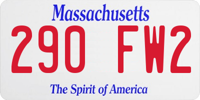 MA license plate 290FW2