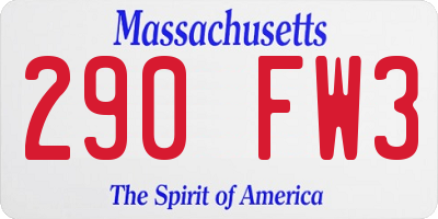 MA license plate 290FW3
