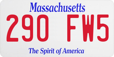 MA license plate 290FW5